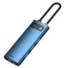 Переходник BASEUS Metal Gleam Series 6-in-1, Разветвитель, Type-C - USB3.0+PD+4K HD+RJ45, синий