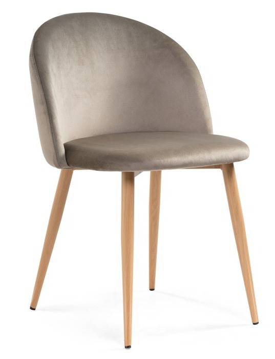Woodville стул на металлокаркасе Aldo beige / wood , 50см*50см*77,5см , материал каркаса - окрашенный металл , материал сиденья - велюр.