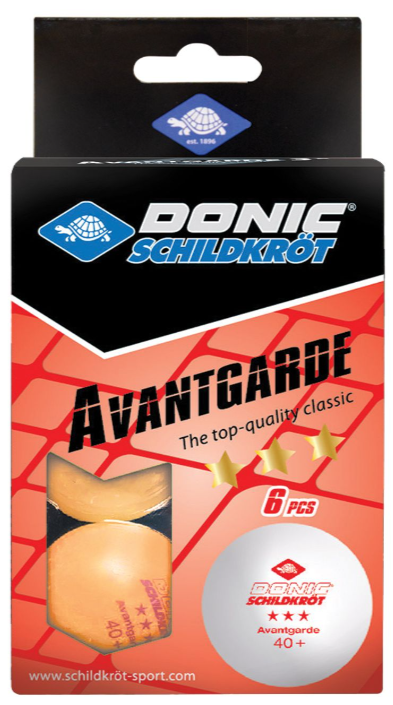 Мячики для н/тенниса DONIC Высококачественные пластиковые мячики/ AVANTGARDE 3* 40+, 6 штук, оранжевый