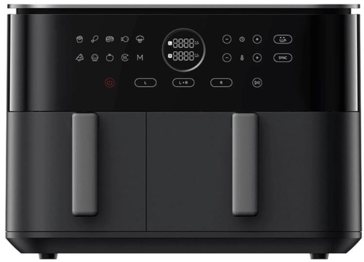 Xiaomi Аэрогриль Dual Zone | Объём 10 л | Управление сенсорное | Две независимые корзины с раздельным нагревом | 9 режимов | 2700 Вт | 101 рецепт в облаке | MAF-D1001 Black EU, world