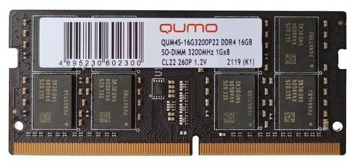 Модуль памяти SO-DIMM DDR-4 16GB QUMO 3200MHz 2Gx8 CL22 260P 1.2V (QUM4S-16G3200N22)