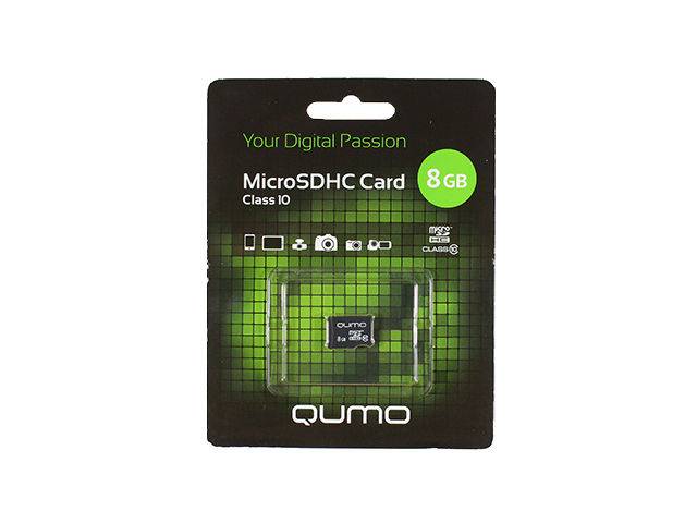 Карта памяти Qumo MicroSDHC 8GB Сlass 10 без адаптера (QM8GMICSDHC10NA)