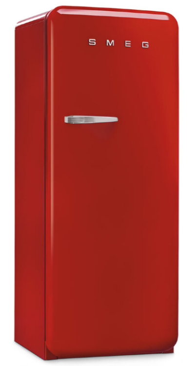 Холодильник SMEG FAB28RRD5 | 153x60,1x72,8 см |Отдельностоящий однодверный холодильник | стиль 50-х годов | красный | Полезный объем  270л