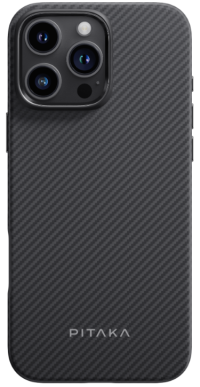 Pitaka Military-Grade Protective Case для iPhone 16 Pro Max | Ударопрочный Чехол из Арамидного Волокна | Черно-серый | Строгий стиль | Совместим с MagSafe 