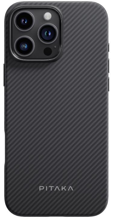 Pitaka Military-Grade Protective Case для iPhone 16 Pro Max | Ударопрочный Чехол из Арамидного Волокна | Черно-серый | Строгий стиль | Совместим с MagSafe 