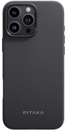Pitaka Military-Grade Protective Case для iPhone 16 Pro Max | Ударопрочный Чехол из Арамидного Волокна | Черно-серый | Строгий стиль | Совместим с MagSafe 
