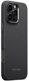 Pitaka Military-Grade Protective Case для iPhone 16 Pro Max | Ударопрочный Чехол из Арамидного Волокна | Черно-серый | Строгий стиль | Совместим с MagSafe 