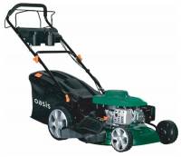 Oasis бензиновая газонокосилка GB-32 (H) , мощность двигателя - 4410 Вт / 6 л.с., обороты холостого хода - 2800 об/мин , объём травосборника - 65 л.,  160см*57см*105см.