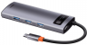 Хаб/ Переходник/Адаптер BASEUS Metal Gleam Series 5-in-1, Разветвитель, Type-C - USB3.0 + USB2.0 + HDMI + PD + 4K HD, серый CAHUB-CX0G 