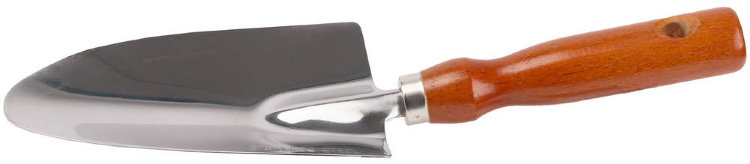Совок Grinda 8-421111_z01 посадочный широкий из нержавеющей стали с деревянной ручкой, 290 мм