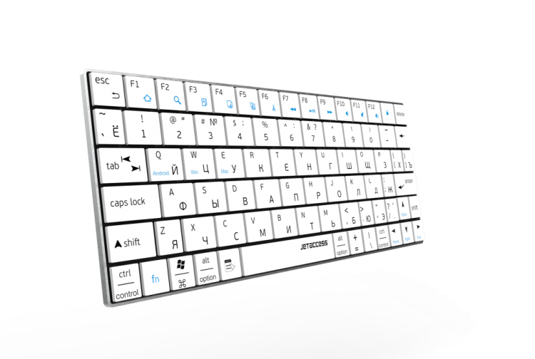 Ультракомпактная Bluetooth-клавиатура со встроен. аккумул. (Lithium 250mAh) Jetaccess Slim LinE K7 BT, белый