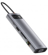 Baseus Хаб/Адаптер Metal Gleam Series 9-in-1 Multifunctional | Цвет: Серый | 9 различных портов: Type-C, 3 USB 3.0, Type-C PD, HDMI, SD, TF, RJ45 и VGA. | Вид адаптера: Разветвитель | Материал: Алюминиевый сплав