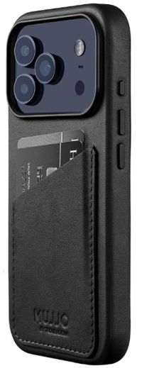 Mujjo Кожаный чехол со встроенным картхолдером Full Leather Wallet Case для iPhone 17 Pro, Black