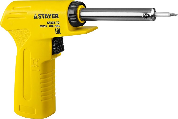 Stayer 55307-70 Паяльник "MASTER" MAXTerm, с пистолетной пластмассовой рукояткой, 30 - 70 Вт, конус