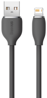 Кабель USB BASEUS Jelly Liquid Silica Gel, USB - Lightning, 2.4А, 1.2 м, черный CAGD000001