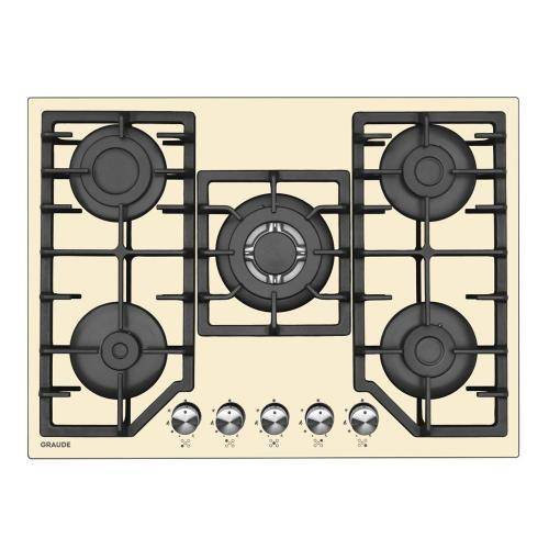 Graude газовая варочная панель Comfort GS 70.1 С |  700 х 45 х 515 мм | Система GasControl | Электроподжиг | Кремовое закаленное стекло | Чугунные решетки | Система GasControl | Электроподжиг | Потребляемая мощность, Вт	10.8