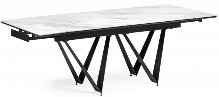 Woodville Керамический стол "Марвин" белый мрамор / черный | Ширина - 90; Высота - 76; Длина в разложенном виде - 220; Длина - 160 см