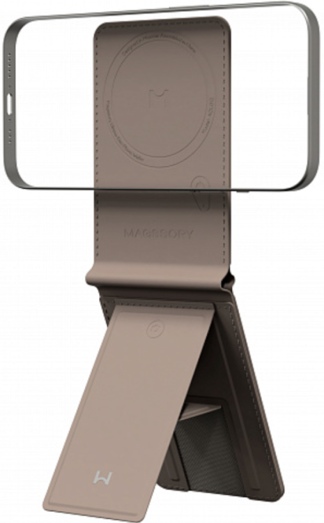 Magssory Кошелек-картхолдер с функцией фото | Совместимость с MagSafe| Вмещает до 4 пластиковых карт | С системой защиты от считывания | отображается в приложении "Локатор" | Ultima Geo Photo Wallet Latte