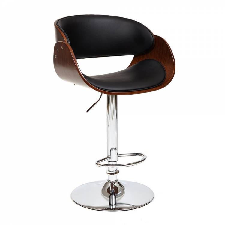 Tetchair Барный стул  LANDO (mod.4036) металл/дерево/экокожа, 59х51х93-114 см, высота сиденья 62-83 см, черный/орех/хром 13657