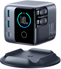 Joyroom 140W GaN Настольное зарядное устройство | 5 портов | 2 выдвижных USB-C кабеля | Быстрая зарядка для ноутбуков и смартфонов