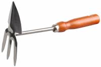 Мотыжка Grinda 8-421139_z01 сердцевидное лезвие, из нержавеющей стали с деревянной ручкой, 3 зубца, 250 мм
