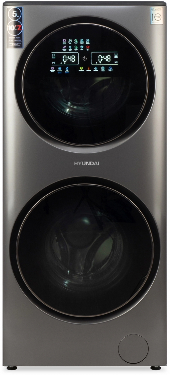 Hyundai стиральная машина Proxima WMD9424 | загрузка: 15 кг | загрузка на сушку: 7 кг | 1400 об/мин | количество программ: 18 | расход воды: 97 л | цвет: silver