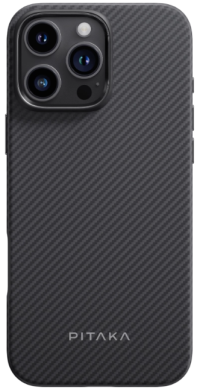 Pitaka Military-Grade Protective Case для iPhone 16 Pro | Ударопрочный Чехол из Арамидного Волокна | Черно-серый | Строгий стиль | Совместим с MagSafe 