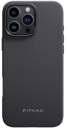 Pitaka Military-Grade Protective Case для iPhone 16 Pro | Ударопрочный Чехол из Арамидного Волокна | Черно-серый | Строгий стиль | Совместим с MagSafe 