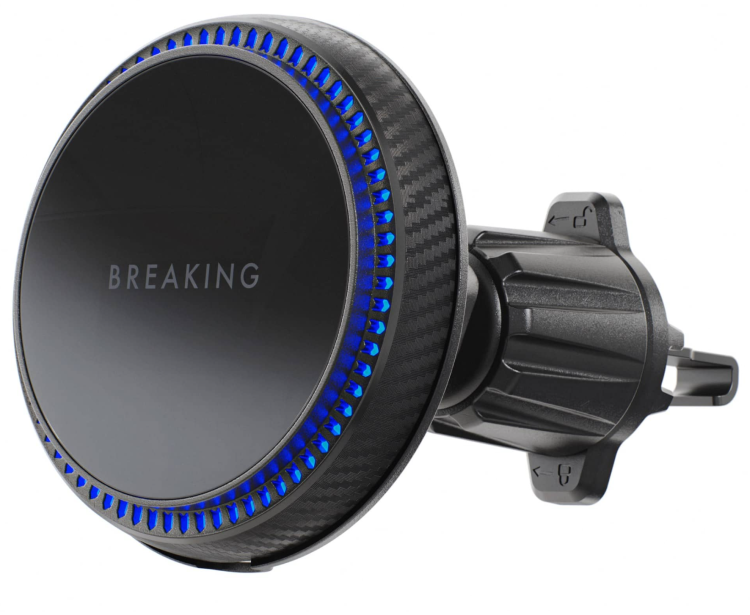 Breaking C5, Держатель автомобильный Cool Mag•Safe Qi, 20W, (Черный), оснащен охлаждением для смартфона	