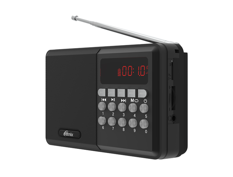 Радиоприемник RITMIX RPR-001 BLACK| Цифровой LED дисплей | ёмкость 1200 мАч | FM диапазон 87,5 - 108 МГц |4610121105018