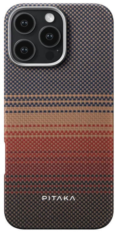 Pitaka Tactile Woven Case для iPhone 16 Pro 6.3" | Sunset | Арамидное волокно | 3D-плетёная текстура | Лёгкий и тонкий чехол | Поддержка MagSafe | Совместим с беспроводной зарядкой | Защита камеры | Противоскользящее покрытие 