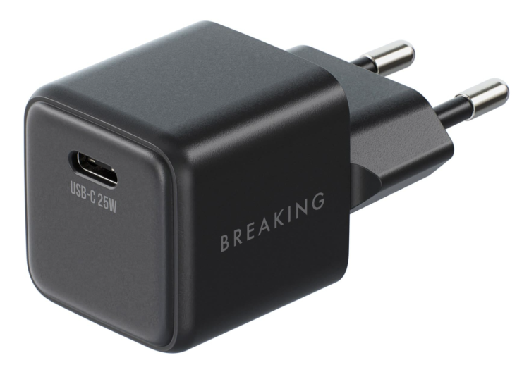 Breaking P-09, USB-C, GaN 25W, Power Delivery, 3A Сетевое зарядное устройство  (Черный цвет)