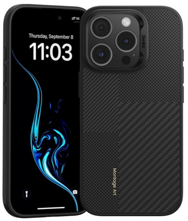 Benks Чехол для iPhone 16 Pro | Montage ArmorPro Case built with Kevlar® 600D+1500D | Цвет Черный (Black) 