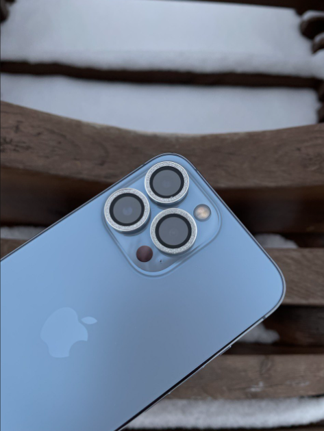 Бронь на камеру для iPhone 13 Pro Max с Белыми блестками