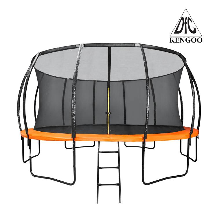 DFC Батут (488см) KENGOO II 16ft/ до 150 кг/ Высота батута (без сетки) 85 см/ Высота сетки 180 см/ лестница/ для дачи/ для дома/ для взрослых/ с защитной сеткой/ с внутренней сеткой