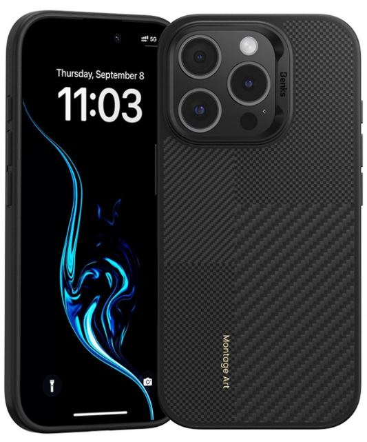 Benks Чехол для iPhone 16 Pro Max | Montage ArmorPro Case built with Kevlar® 600D+1500D | Цвет: Черный (Black) 