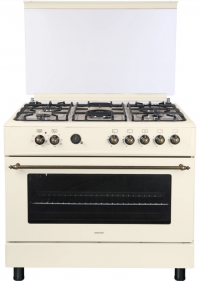Комбинированная плита NordFrost GE 9062 YR | духовка - электрическая | варка - газовая | конфорок: 5 | конвекция - есть | цвет - бежевый | 90х88.5х60 см