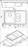 Кухонная мойка SMEG | SP7915SN | установка с бортиком 13 мм | необорачиваемая | цвет состаренное серебро |  50х79 см | Италия