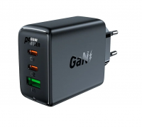 Acefast cетевое зарядное устройство A41 PD65W GaN (2*USB-C+USB-A), цвет: черный