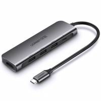 Ugreen Хаб для MacBook CM136 (50209) USB Type C to HDMI + USB 3.0*3 + PD Power Converter. Цвет: серый