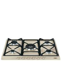 Smeg Встраиваемая варочная поверхность SR775PO Коллекция Cortina | Габариты: Ширина: 70 см Глубина: 50 см | Цвет: Кремовый с латунной фурнитурой | Чугунные решетки | Автоматический розжиг | Материал поверхности: Эмалированная сталь