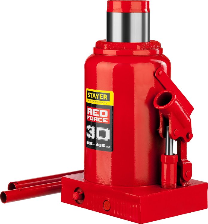 Stayer 43160-30 Домкрат гидравлический бутылочный "RED FORCE", 30т, 285-465 мм