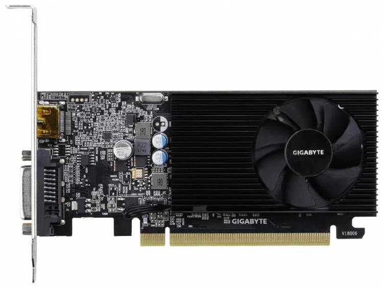 Видеокарта GIGABYTE GeForce GT 1030 Low Profile D4 2G PCI-E 3.0 2 ГБ DDR4, 64 бит, DVI-D, HDMI, GPU 1151 МГц