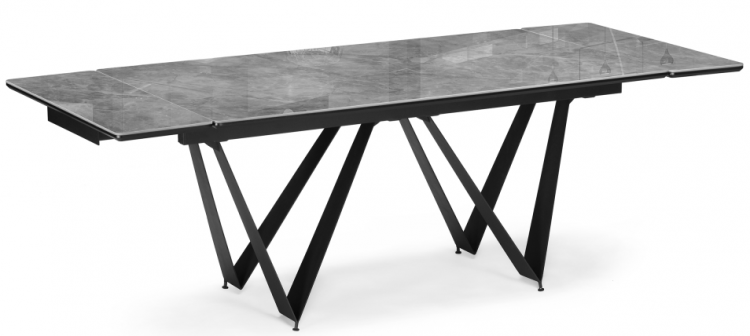 Woodville Керамический стол "Марвин" серый глянец / черный | Ширина - 90; Высота - 76; Длина в разложенном виде - 220; Длина - 160 см