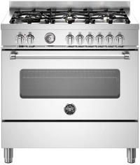 Bertazzoni Варочный центр комбинированный | ВхШхГ: 89.3х89.5х60 см | Режимы работы: 11 | Духовой шкаф: 103 л | Газовые конфорки: 6 шт | MAS96L1EXT