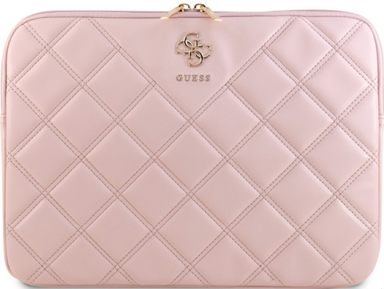 Guess Чехол для ноутбуков 13"/14" Ультратонкий | Эко-кожа | Sleeve Quilted 4G metal logo with Zipper Pink	