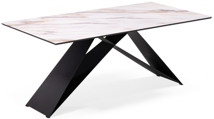 Woodville Стеклянный стол "Ноттингем" оптивайт черный | Ширина - 90;  Высота - 74;  Длина - 180 см