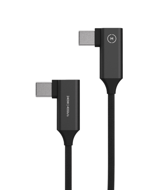 ​Moment SuperFlex Dual Right Angle USB-C кабель длиной 10,5 см создан для компактных и ограниченных в пространстве подключений