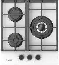 Midea Газовая панель MG449TGW | ВхШхГ: 51x45x10,2 см | Материал поверхности панели: Закаленное стекло | Материал решеток: Чугун