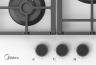 Midea Газовая панель MG449TGW | ВхШхГ: 51x45x10,2 см | Материал поверхности панели: Закаленное стекло | Материал решеток: Чугун